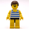 fig-010741 – Man, Blue and White Striped Swimsuit, Brown Hair, Moustache