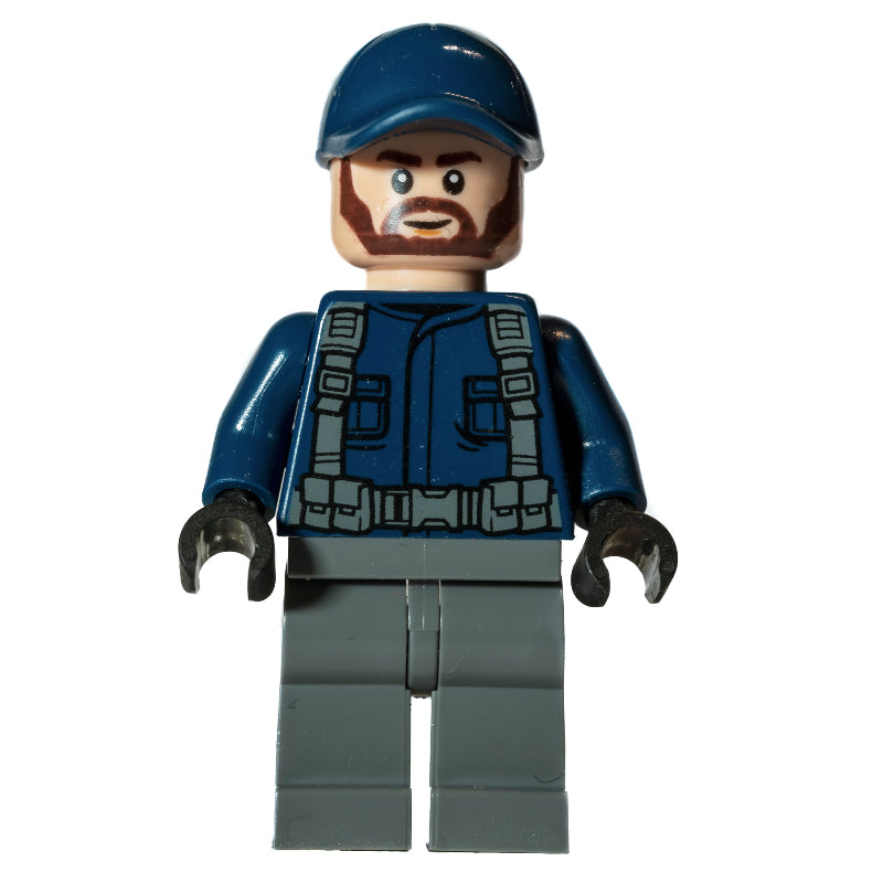 fig-010742 – Guard - Dark Blue Torso, Dark Bluish Grey Legs, Dark Blue Cap, Reddish Brown Beard