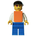 fig-010743 – White Torso, Orange Vest, Blue Legs, Black Cap, Smile