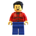 fig-010767 – Red Torso, Blue Legs, Black Hair, Tan Bag