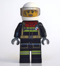 fig-010783 – Firewoman, Firesuit with Straps and Gauge, White Helmet with Visor, Dirty Face
