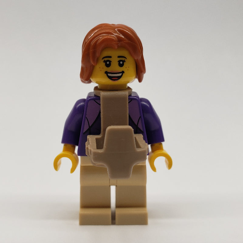fig-010810 – Dark Purple Torso, Tan Legs, Dark Orange Hair, Baby Carrier
