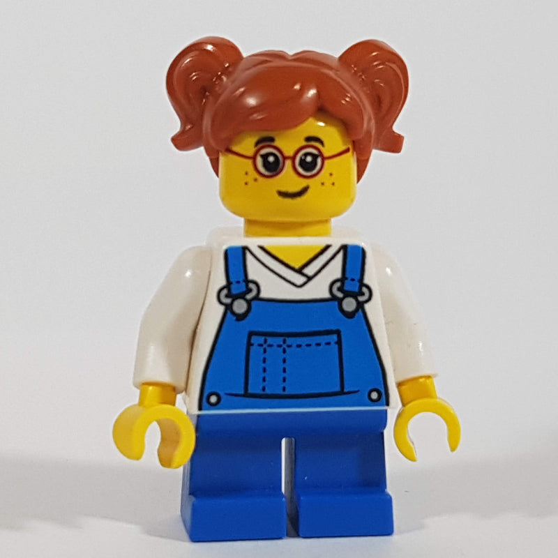 fig-010818 – Girl, Blue Overalls, Short Legs, Glasses