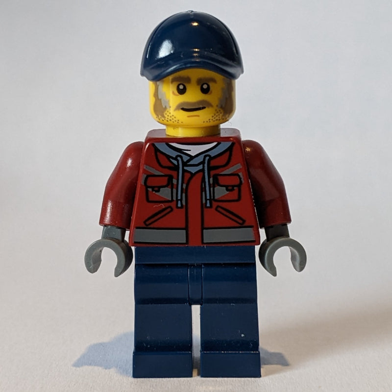 fig-010821 – Man, Dark Red Jacket, Dark Blue Legs, Dark Blue Cap, Moustache