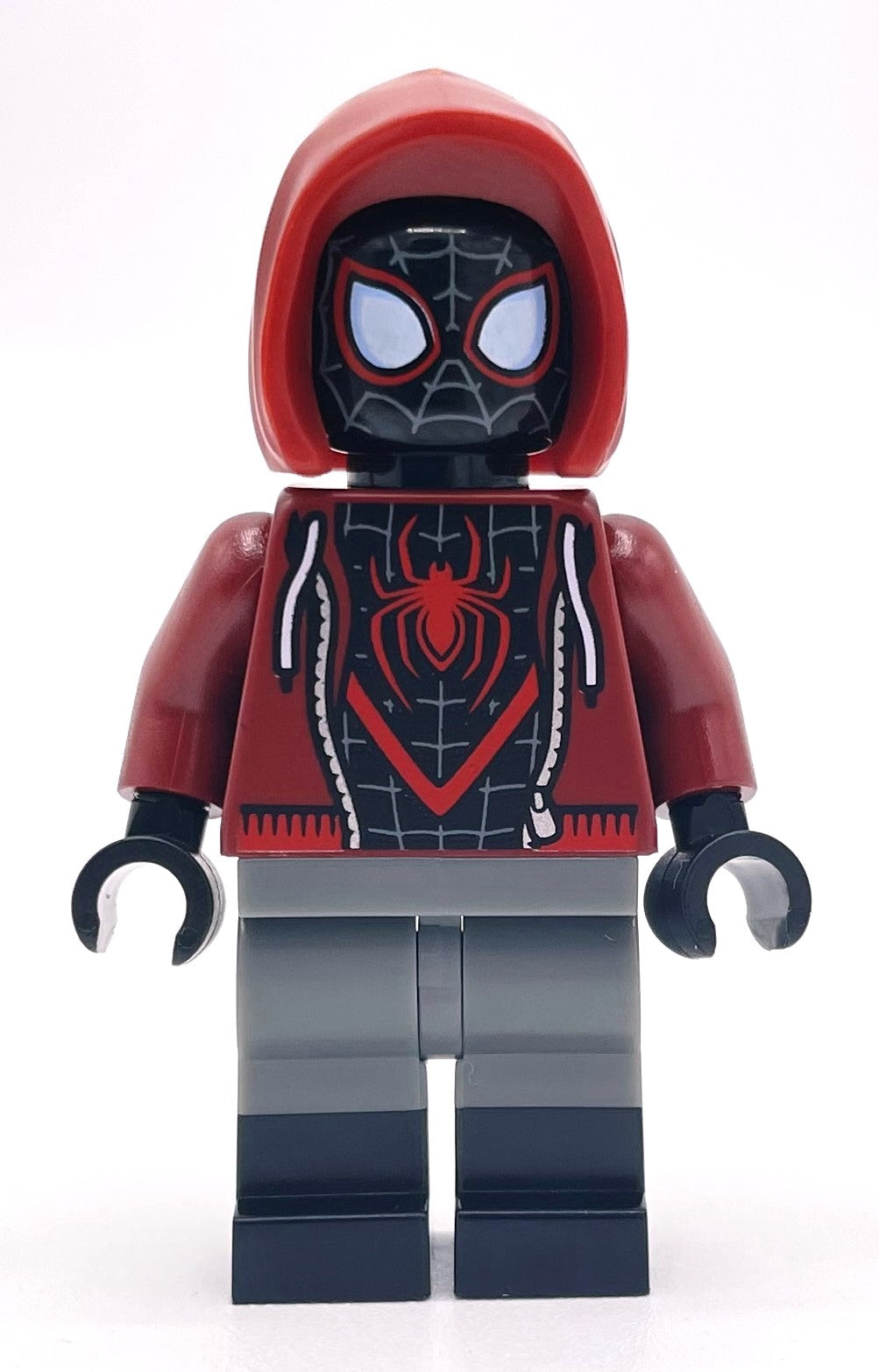 fig-010825 – Spider-Man (Miles Morales), Dark Red Hoodie, Dual Molded Legs