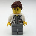 fig-010841 – Woman, White Jacket, Light Bluish Gray Legs, Reddish Brown Hair