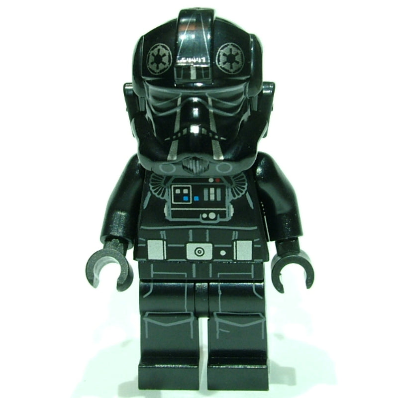 fig-010858 – TIE Pilot, Printed Legs, Two Silver Stripes on Helmet, Silver Belt Pouches, Closed Mouth
