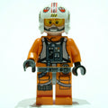 fig-010861 – Luke Skywalker, Orange Rebel Pilot Outfit, Light Bluish Gray Hips, Black Hands, Printed Visor, Detailed Chest Panel