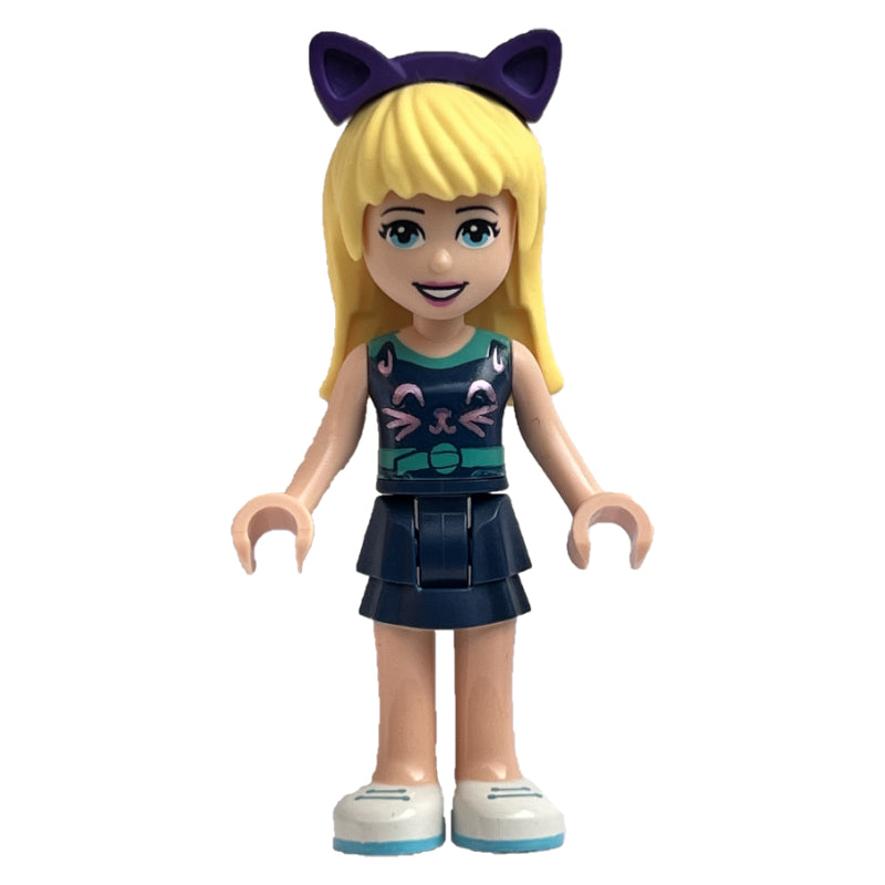 fig-010867 – Stephanie - Dark Turquoise Top, Dark Blue Skirt, Dark Purple Cat Ears