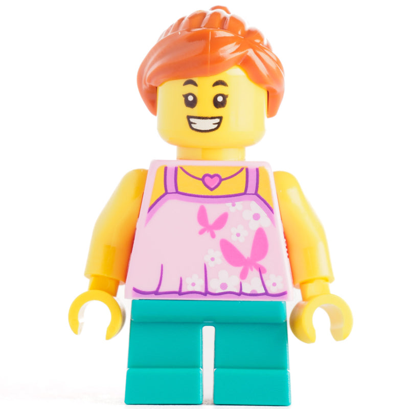 fig-010911 – Kid - Bright Light Pink Torso, Dark Turquoise Legs, Dark Orange Hair