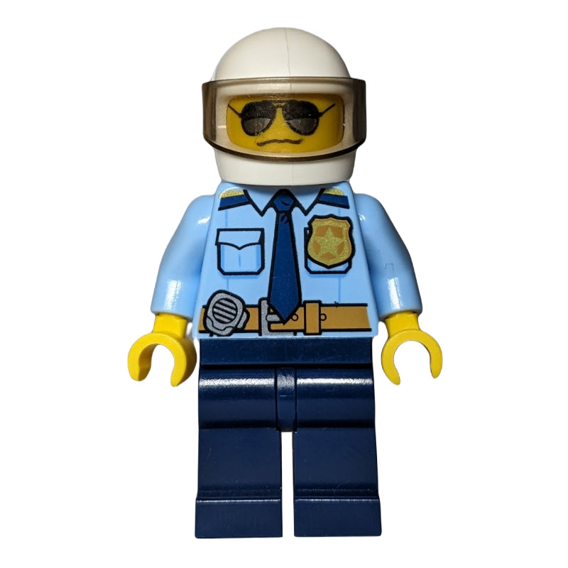 fig-010917 – Police - Bright Light Blue Shirt, Dark Blue Legs, White Helmet