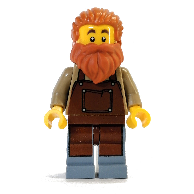 fig-010920 – Blacksmith - Dark Tan Torso, Sand Blue legs, Dark Orange Hair and Beard