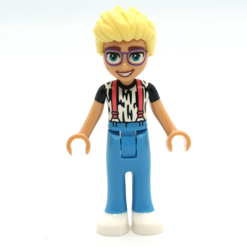 fig-010991 – Olly - Animal Print Shirt, Dark Azure Pants, White Shoes