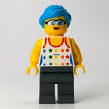 fig-011027 – White Torso, Dark Bluish Grey Legs, Dark Azure Hair