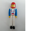 fig-011031 – Technic Figure White Legs, White Top with Blue Braces Print, Blue Arms, Red Helmet