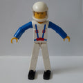 fig-011032 – Technic Figure White Legs, White Top with Blue Braces Print, Blue Arms, White Helmet