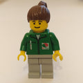 fig-011042 – Green Torso, Light Grey Legs, Brown Ponytail Hair