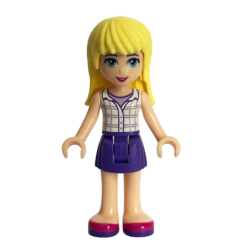 fig-011054 – Stephanie - White Plaid Top, Dark Purple Skirt