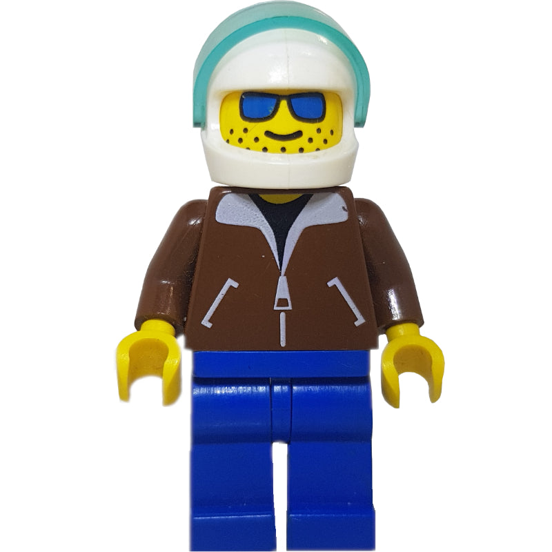 fig-011062 – Pilot - Reddish Brown Torso, Blue Legs, White Helmet