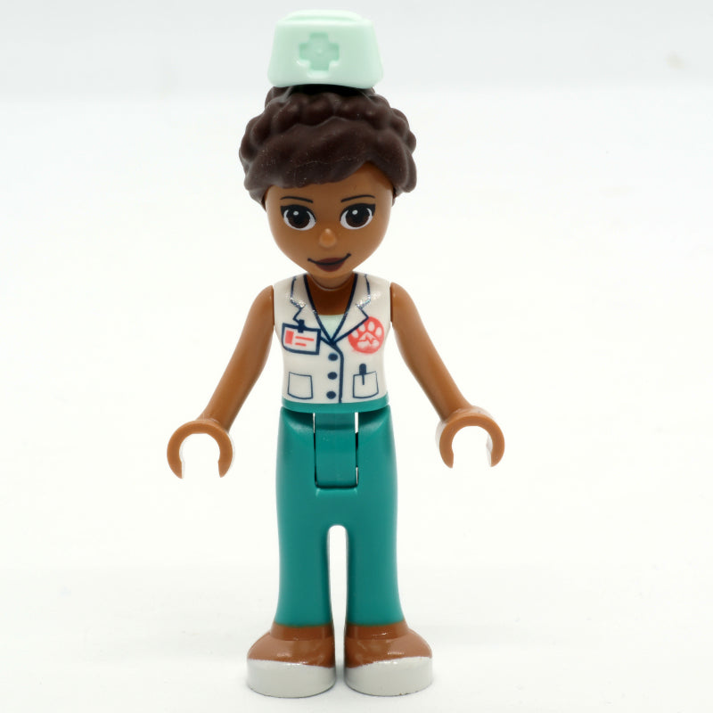 fig-011118 – Donna - White Veterinarian Jacket, Dark Turquoise Pants, Hat