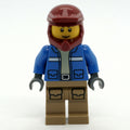 fig-011417 – Man, Blue Jacket, Dark Red Dirt Bike Helmet, Smile