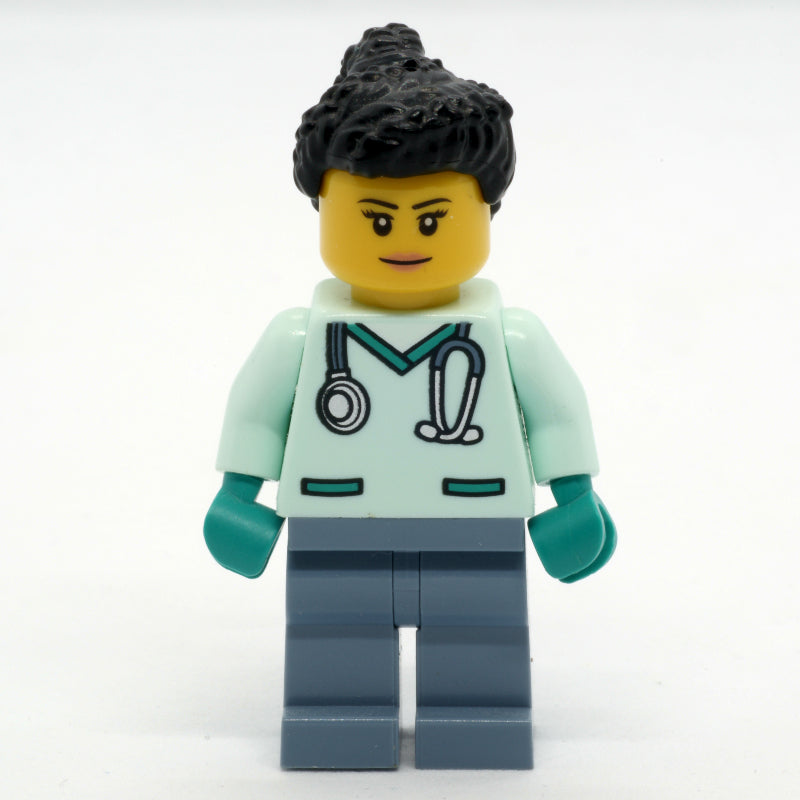 fig-011420 – Vet, Light Aqua Scrubs, Black Hair