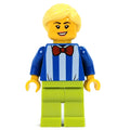 fig-011449 – Blue Torso with White Stripes, Lime Legs, Bright Light Yellow Hair