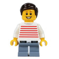 fig-011450 – Kid - White Torso, Sand Blue Legs. Dark Brown Hair