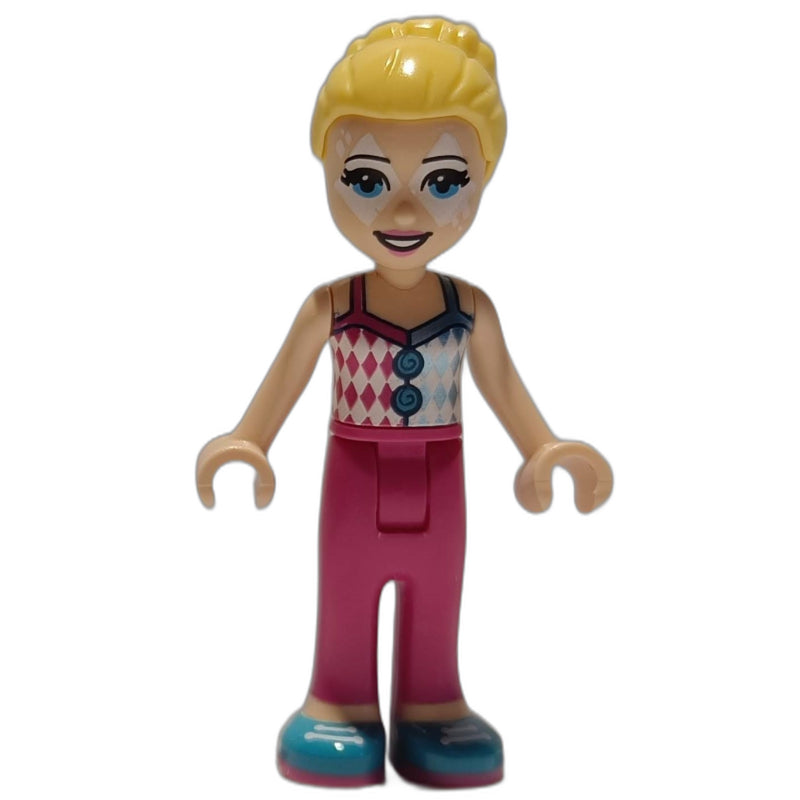 fig-011479 – Stephanie - Dark Pink/Silver Top, Dark Pink Pants, Face Paint