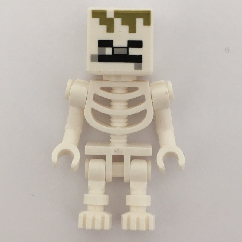fig-011491 – Skeleton, Square Skull, Olive Green Pixels