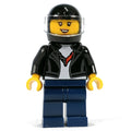 fig-011501 – Race Driver - Black Torso, Jacket, Dark Blue Legs, Black Helmet