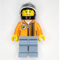 fig-011503 – Race Driver - Orange Torso, Sand Blue Legs, Black Helmet