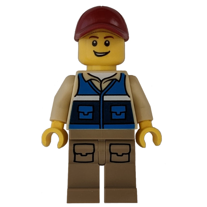 fig-011546 – Man, Blue Vest, Dark Tan Legs, Dark Red Cap