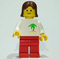 fig-011557 – Woman, White Torso with Palm Tree, Red Legs, Brown Hair