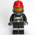 fig-011560 – Fireman, Black Firesuit, Red Helmet, Blue Airtanks