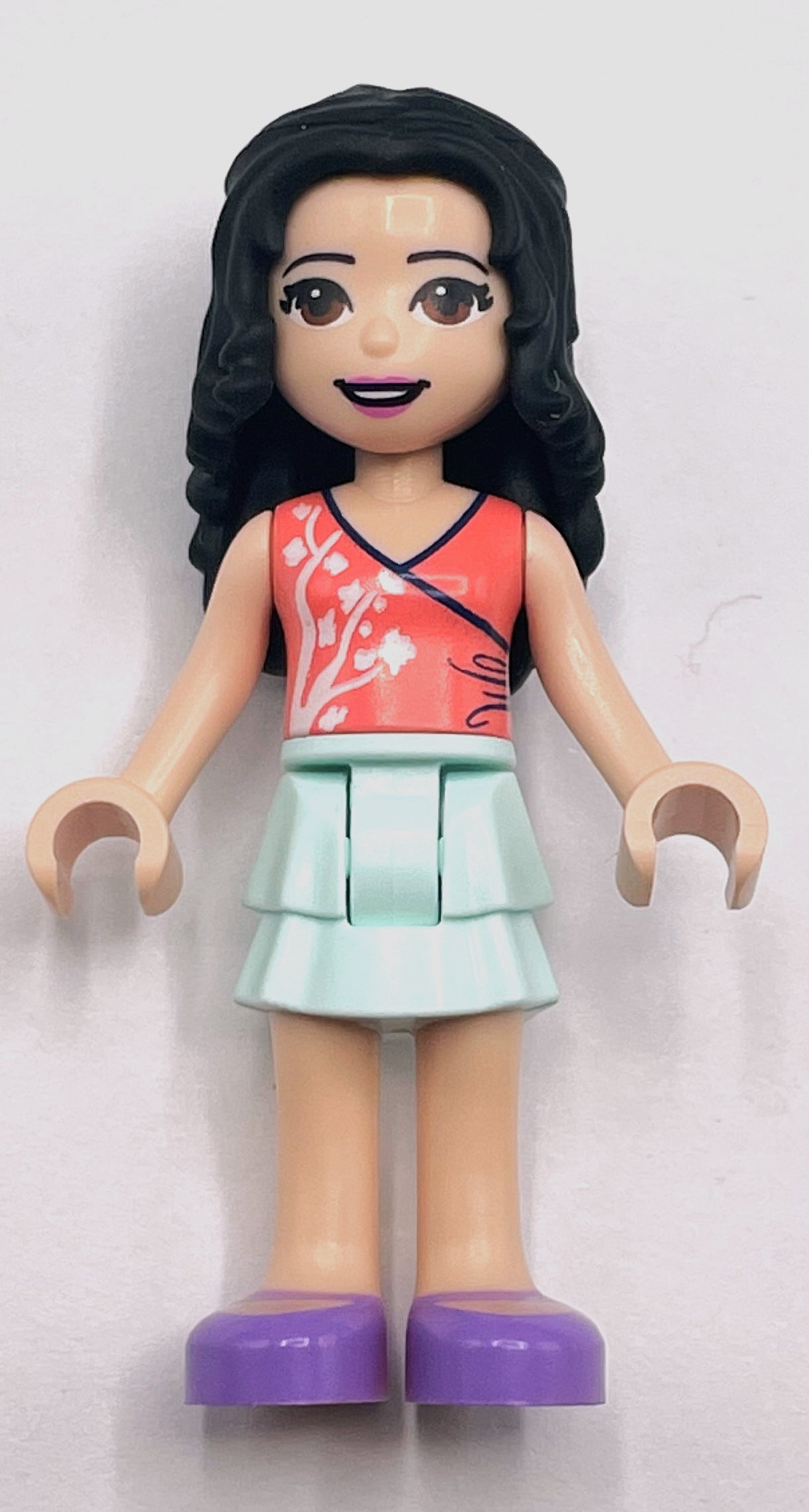 fig-011591 – Emma - Coral Top, Light Aqua Skirt, Lavender Shoes