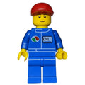 fig-011661 – Mechanic, Blue Jumpsuit with Octan Logo, Red Cap, Smile, Black Eyebrows
