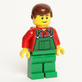 fig-011662 – Man, Green Overalls over Red Shirt, Reddish Brown Hair, Black Eyebrows
