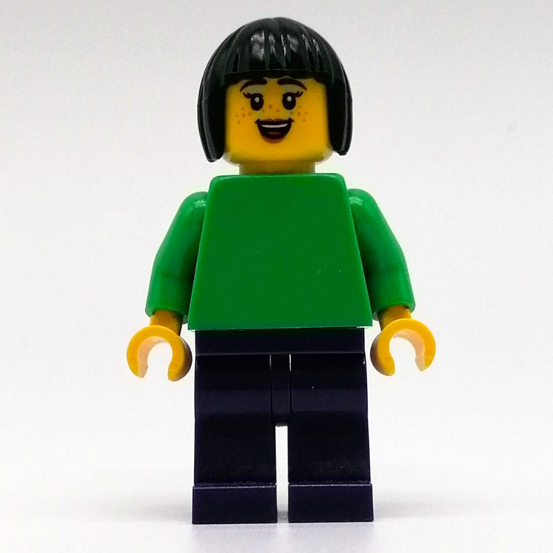 fig-011682 – Sofie - Bright Green Torso, Dark Purple Legs, Black Hair