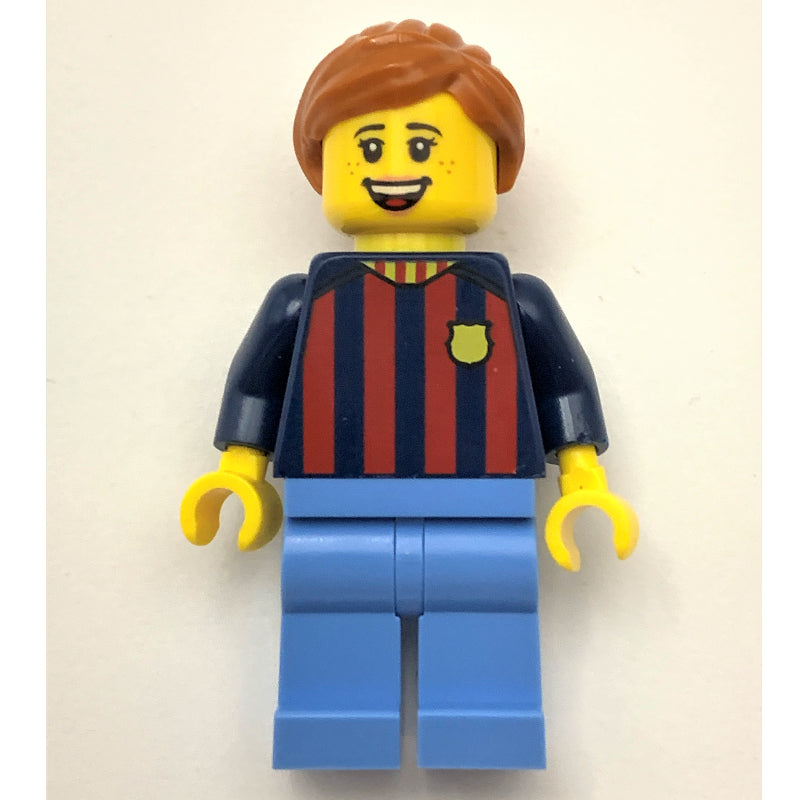 fig-011732 – FC Barcelona Fan - Medium Blue Legs, Dark Orange Hair