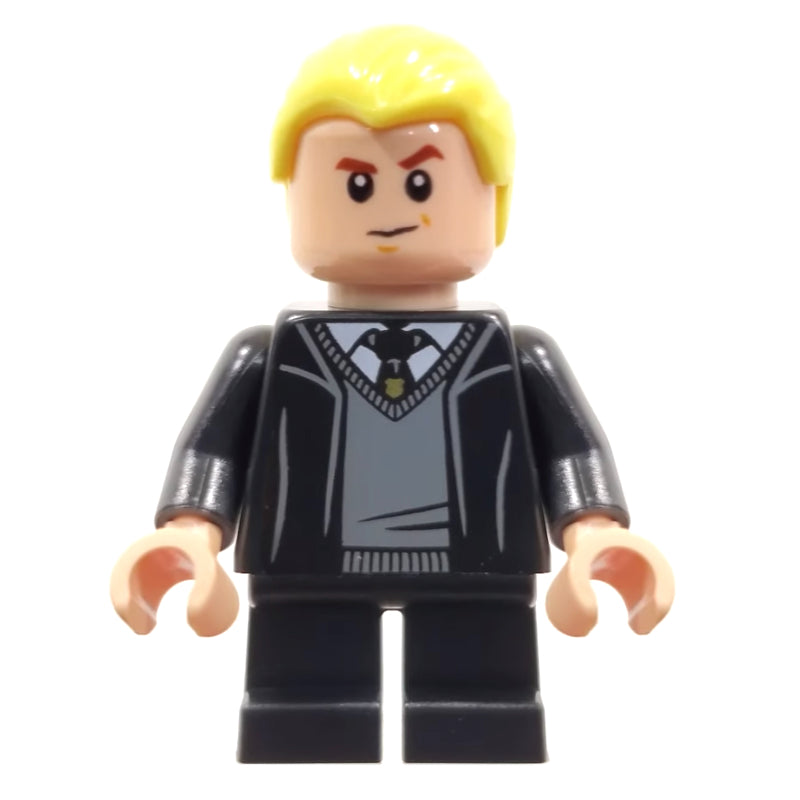 fig-011764 – Draco Malfoy, Open Long Robes over Slytherin Sweater, Short Black Legs