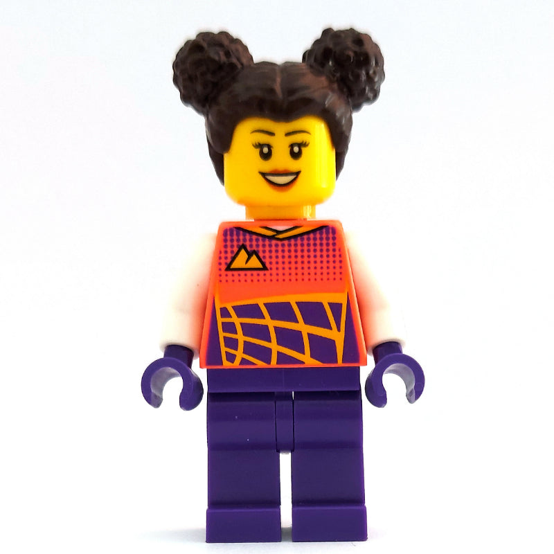 fig-011822 – Stunt Rider, Coral Race Jacket, Dark Purple Legs