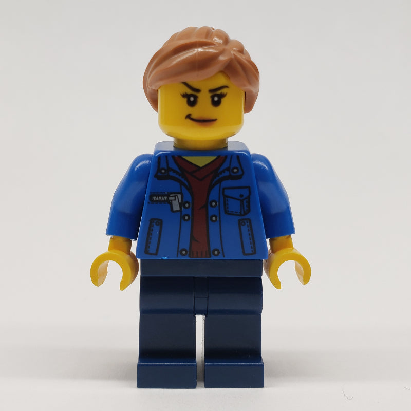 fig-011831 – Woman, Blue Jacket, Dark Blue Legs, Medium Nougat Hair