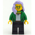 fig-011868 – Woman, Open Green Jacket, Black Legs, Lavender Hair