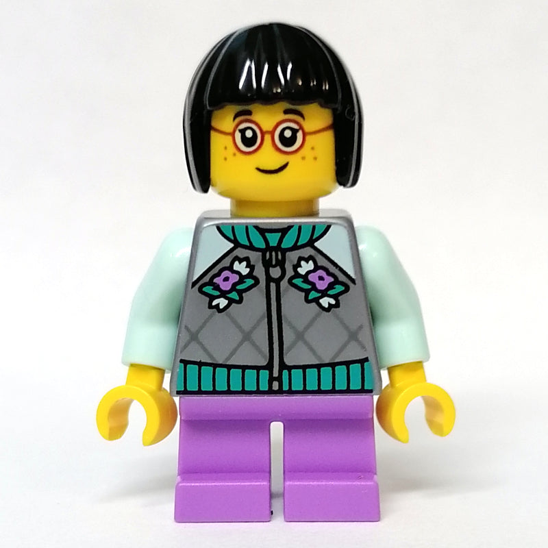 fig-011900 – Kid - Flat Silver Torso, Medium Lavender Legs, Black Hair