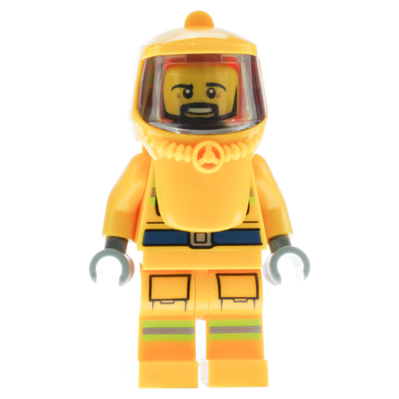 fig-011998 – Firefighter, Bright Light Orange Hazmat Suit