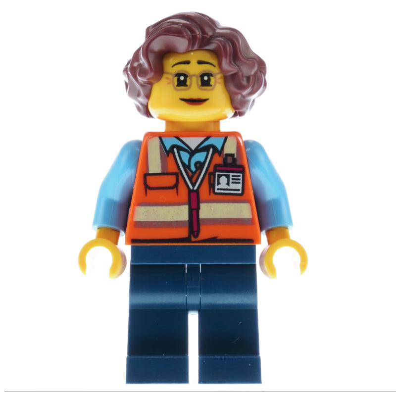 fig-012011 – Crossing Guard, Orange Safety Vest, Dark Blue Legs