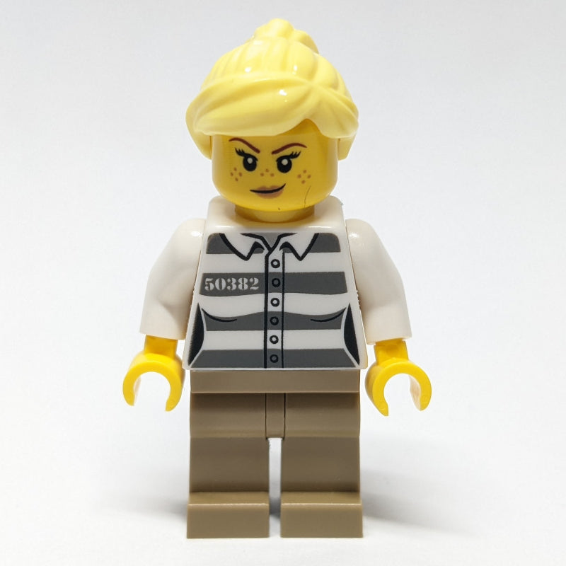 fig-012023 – Criminal, Prison Shirt, Dark Tan Legs, Bright Light Yellow Hair