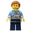 fig-012030 – Policewoman, Bright Light Blue Shirt, Dark Blue Legs, Medium Nougat Hair