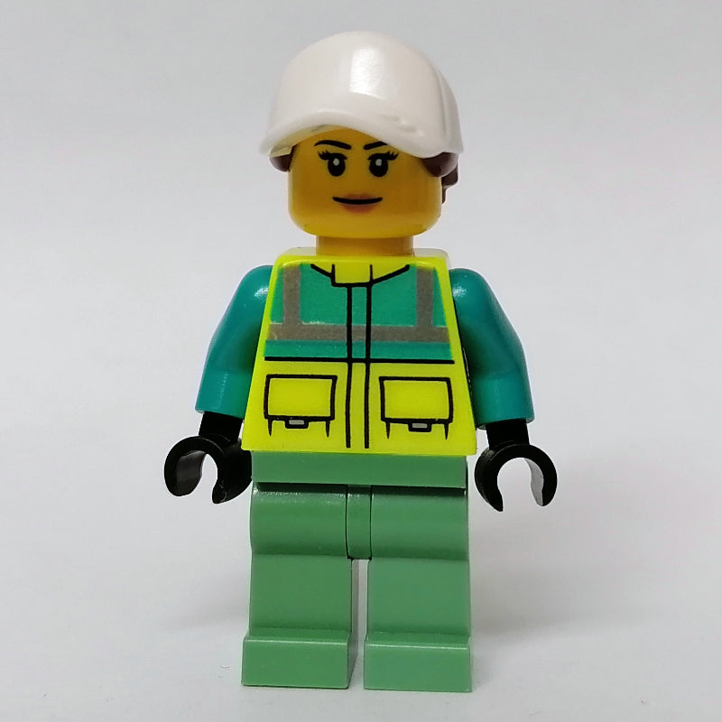 fig-012036 – Ambulance Driver, Vibrant Yellow Safety Vest, White Cap